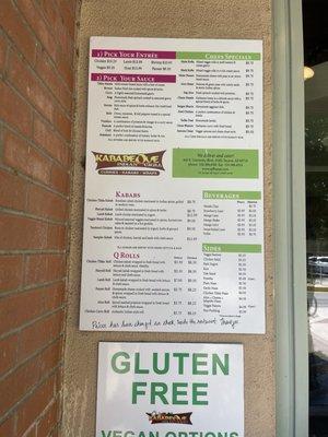 Menu options