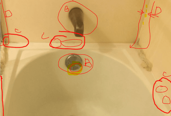 lot of dirty spots in sink, not touced or cleaned