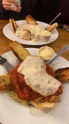 Chicken Parmesan and Fettuccine Alfredo