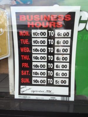 Store Hours