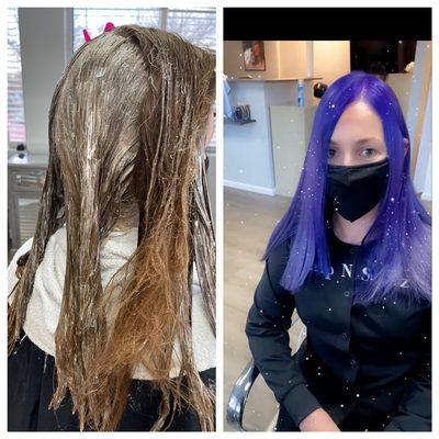 Hair color before and after