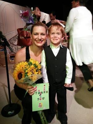 Posing with Miss Aonya in his mansion staff costume after Annie Jr. Second show.