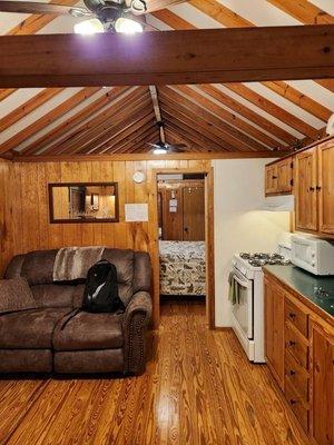 Living room and ample kitchen