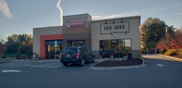 They share a spot with Dunkin Donuts, parking is a bit small but manageable.