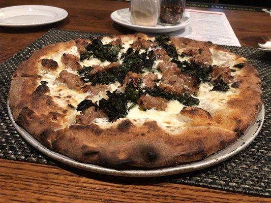 Sausage and broccoli rabe pizza