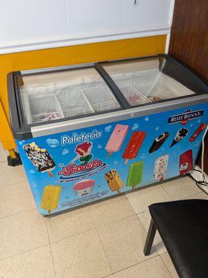 Inside ice cream freezer