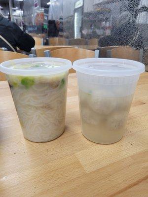 Pig intestine noodles #7 and foshbal soup , $12 total