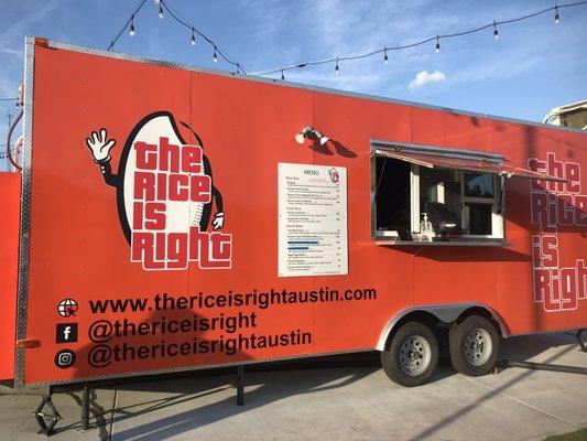 The Rice is Right Korean inspired food truck parked at The Cool Lot in Cedar Park.