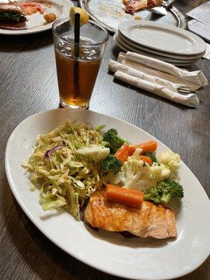 Salmon plate, substitute coleslaw for rice ~