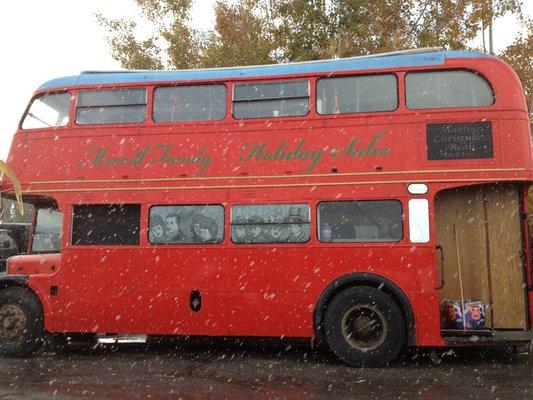 Our famous double decker bus at Merrill Family Holidays sales lot