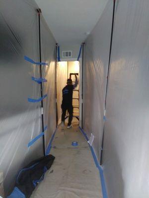 Ducts barrier before starting the attic clean-up process.