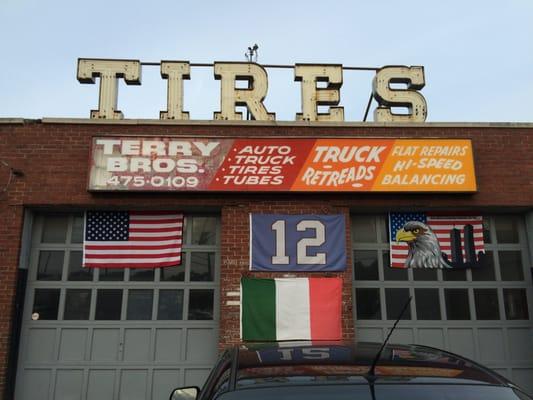 Signage and partial shot of the garage.