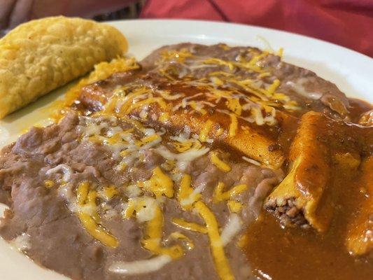 The Samuel (pork tamales, cheese enchilada and hard taco).