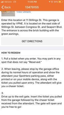 Directions on Parking Panda. Couldn't get the chaser ticket pre-concert, but Aaron said the office is open til 1am (also on Parking Panda)