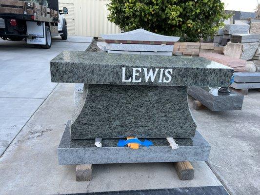 Granite bench at Oakmont Memorial Park