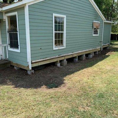 A leveled crawl space foundation.