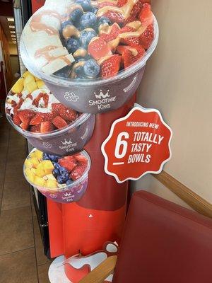 Photo stand of açaí bowls they offer