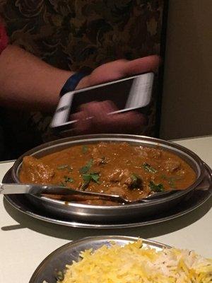 Rogan Josh: Lamb Curry cooked with ginger, garlic and & onions.  Rice was not included with this dish, it was at least $3.00 extra.