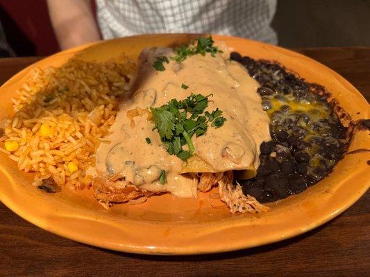 Chicken and mushroom enchiladas