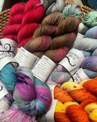 New yarn from Briar Patch Fibre is here.  Perfect for socks and other lightweight projects.   The colors are glorious.