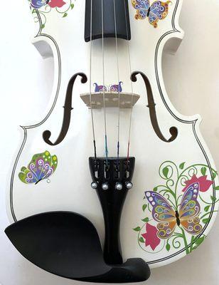 Butterfly Dream II Violin now features crystal & faux pearl detail. Carbon fiber bow.