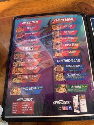 Menu prices as of March 2023