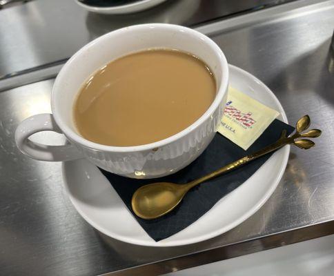 Fresh coffee served in a proper cup