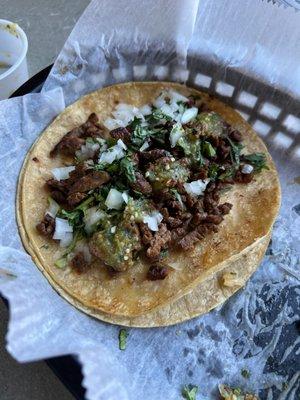 Carne Asada Taco with Salsa Verde