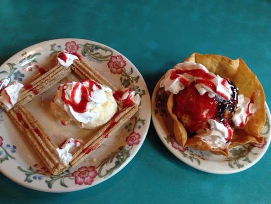 Left: Churro's and vanilla ice cream - Right: Deep fried ice cream. Sooo sooo good! *sigh* lol