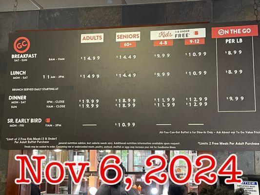 Pricing, 2:30pm 11/6/2024