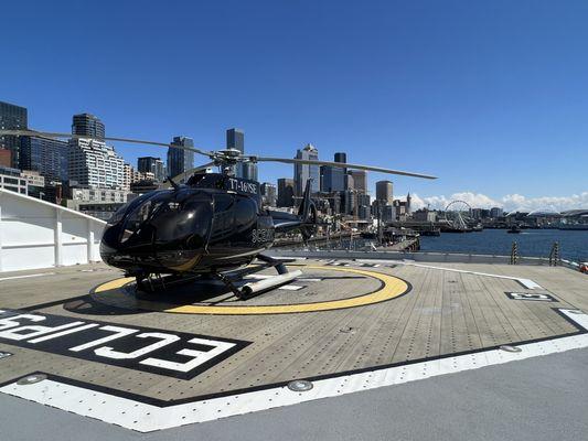 When the Scenic Eclipse is on Seattle's waterfront - everyone notices the helicopter on board - the cruise ship has its own!