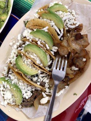 A taco order comes with 6 street tacos -- ordered bistec and fajita