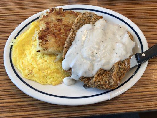 Chicken Fried Steak, Eggs & Hash Browns