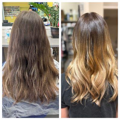 Before and after Ombré