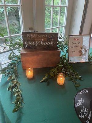 Entrance to the reception to sign guestbook.