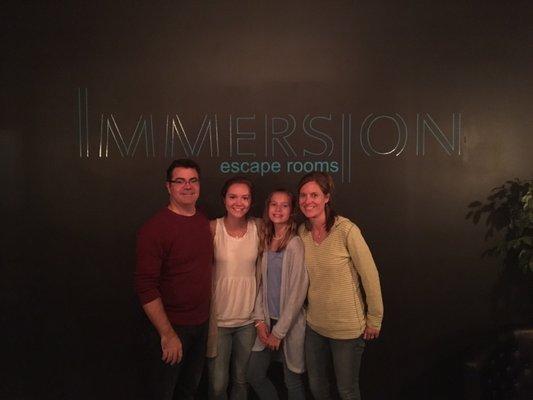 This was our second trip to Immersion Escape Rooms and it was just as good as the first. Thank you so much for such a great experience!