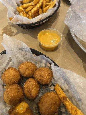 Hush puppies and cajun fries