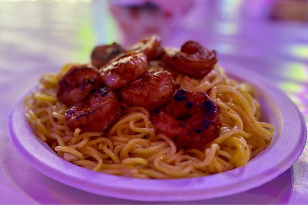 Garlic noodles with Grilled shrimp