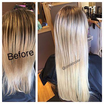 Tape in extensions and highlight done by Carole.