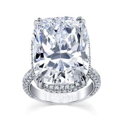 Winstons Crown Jewelers Large Diamond Engagement Rings - Cushion Cut Diamond