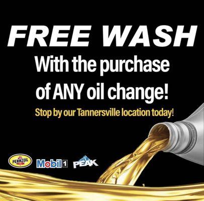 FREE CAR WASH WITH ANY OIL CHANGE!