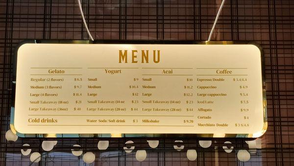 Menu board