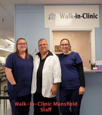 The main staff at the Mansfield Walk-In-Clinic