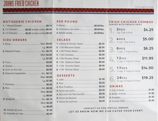 John's Fried Chicken - Menu