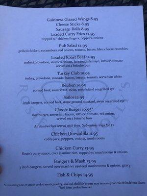 Outdoor menu