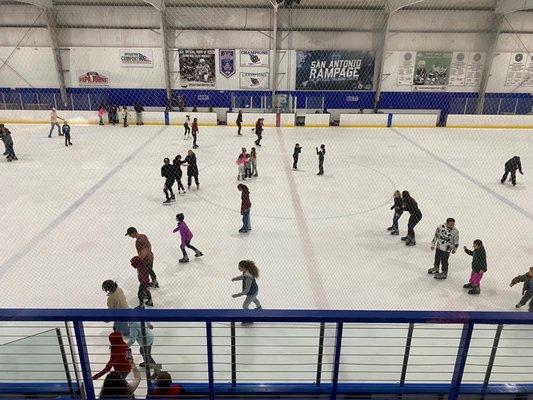 Ice skating from the second level