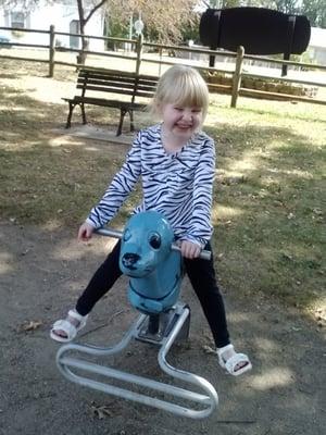 Sealy is fun to ride in the park. Almost enough fun to slow her down for 5 minutes.