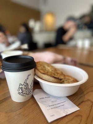 honey butter toast and a butterfly milk