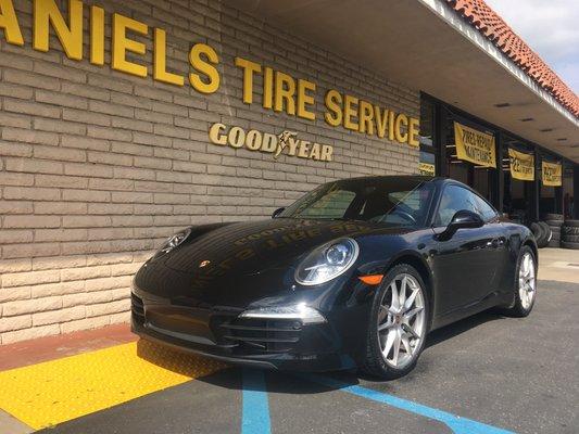 New tires were installed on this Porsche.