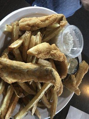 Fish and chips with cottage cheese